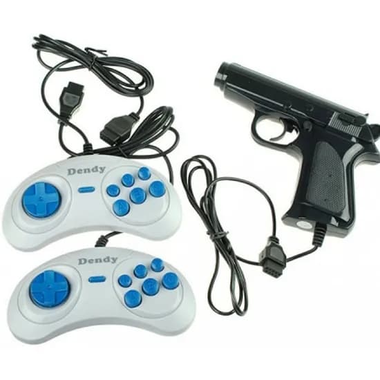 Джойстик игровой + световой пистолет DVTech 10-JS 8-bit 2шт, узкий разъем, проводной, Dendy, 2 джойстика, джойстики