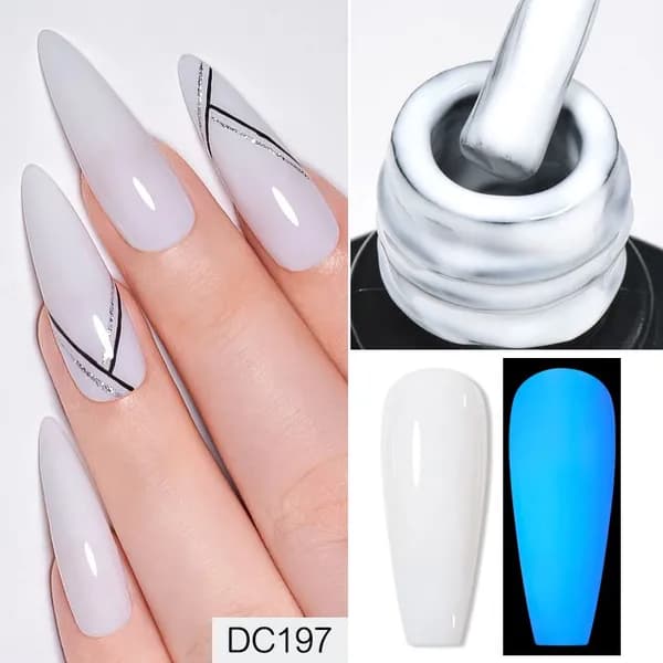MTSSII Гель лак СВЕТЯЩИЙСЯ в темноте, 7ml резиновый базовый гель белый