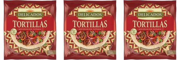 Тортильи Delicados пшеничные оригинальные, 25 см, 6 шт, 400 г, 3 уп
