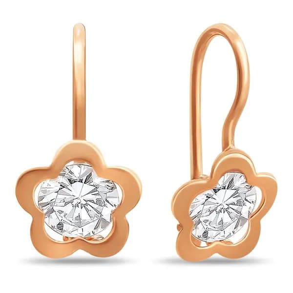 Серьги детские с фианитами из красного золота 585 пробы 585GOLD