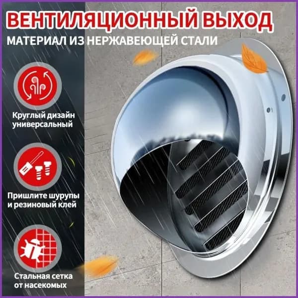 Металлический настенный вентиляционный патрубок из нержавеющей стали 304 D110 мм с решеткой для дома и крыши