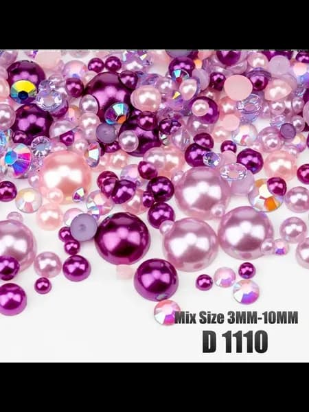 Бусины D1110, 3-10 мм, розово-фиолетовые