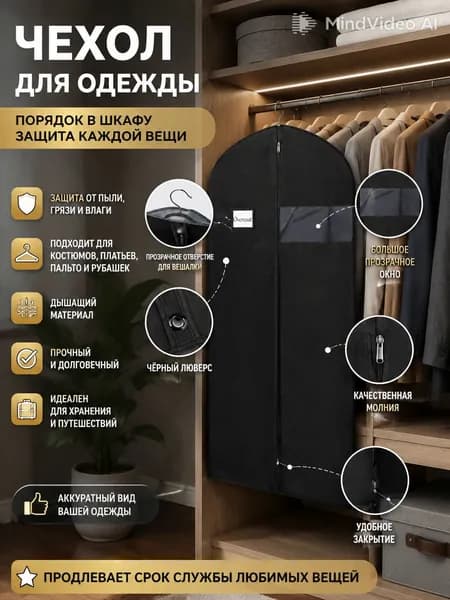 Чехол для одежды, 80 см х 60, 1 шт