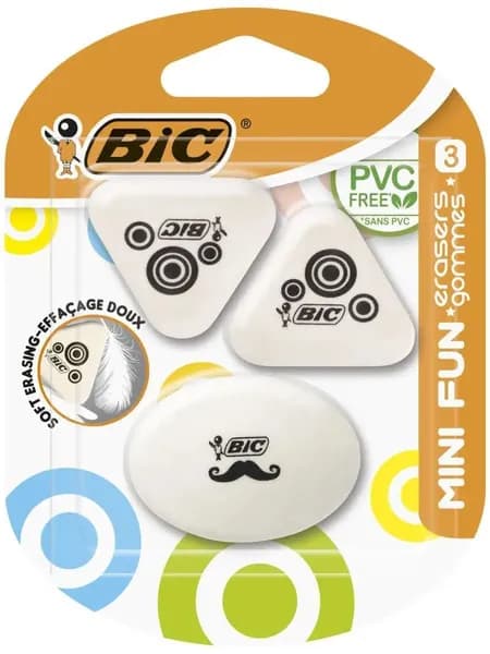 Ластики BIC, стирательные резинки, каучук, без ПВХ, набор 3 шт.