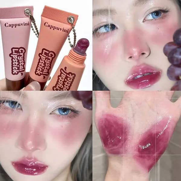 Жидкий тинт для губ с эффектом мокрых губ, блеск Crystal Stick с силиконовым роликом и бордовым отливом