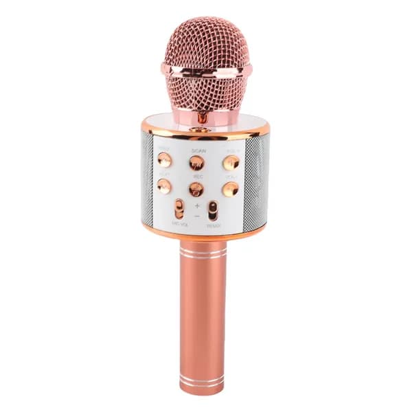 Микрофон Bluetooth с динамиком розовый для караоке