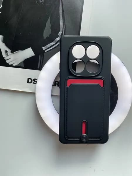 Чехол на Redmi Note 14 Pro 4G черный с карманом для карты
