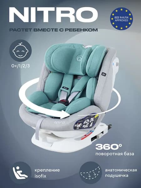 Автокресло детское поворотное Rant Nitro isofix, Grey/Mint