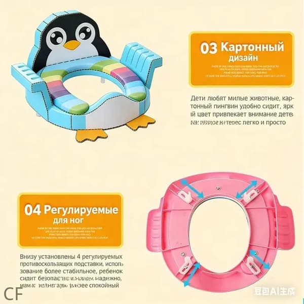 Накладка на унитаз детская с мягким сиденьем и ручками