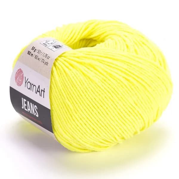 Пряжа Jeans (YarnArt) - 58 (св.лимон) - 1 моток, 55% хлопок, 45% полиакрил, (50г, 160м) нитки для ручного вязания