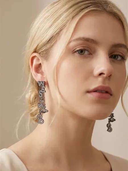 Серьги женские со стразами y2k Vivienne Westwood