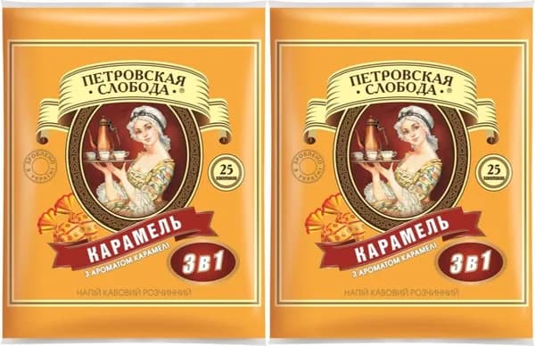 Петровская Слобода Кофейный напиток 3в1 , карамель, 18 г х 25 пак., 2 уп.