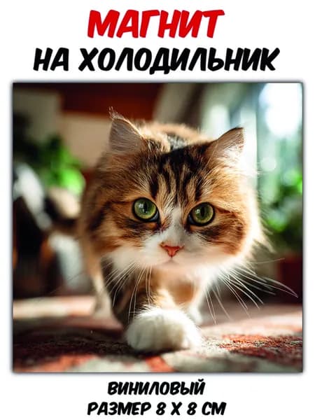 Магнит на холодильник"Кот крадется" виниловый,гибкий идеален в качестве подарка-сувенира для друзей,коллег,близких.