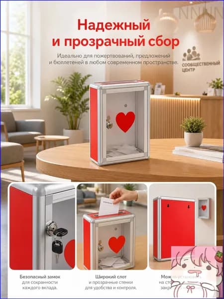 Ящик для анкет, пожертвований , голосования, 285х215х105