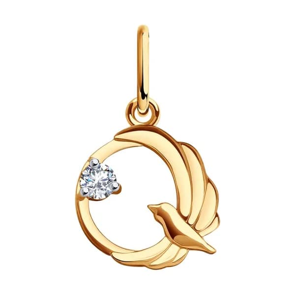 Diamant, Подвеска (кулон) из золота с фианитом, 51-130-01676-1, декоративные, украшение из красного золота 585 пробы
