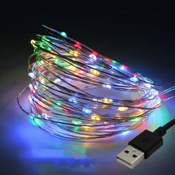 Электрогирлянда интерьерная Нить Светодиодная 50 ламп, 5 м, питание От порта USB, 1 шт