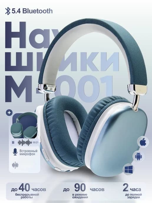 Наушники беспроводные большие синий