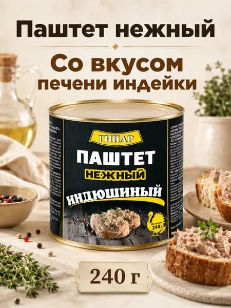 Паштет нежный со вкусом печени индейки 240 грамм