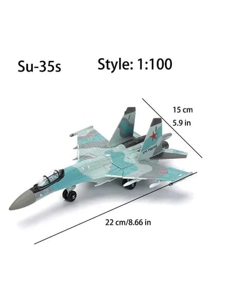 Модель истребителя Су-35С 1:100, быстросборная пластиковая военная модель самолёта с подставкой, 25 деталей