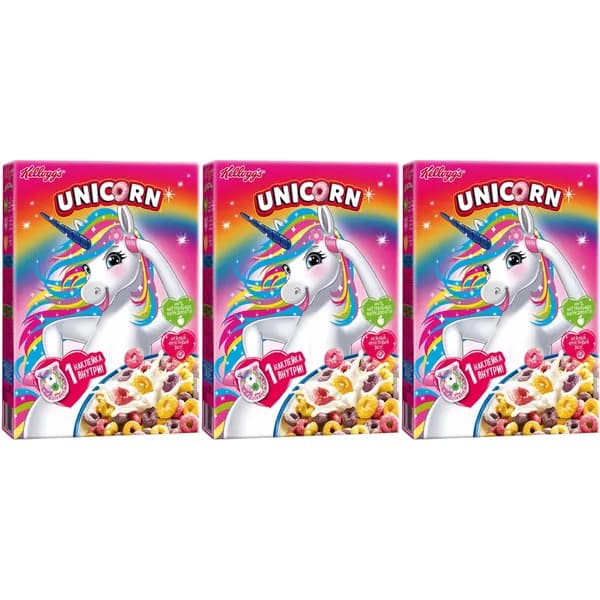 Сухой завтрак колечки Unicorn цельнозерновой с фруктами 195 г, набор: 3 штуки