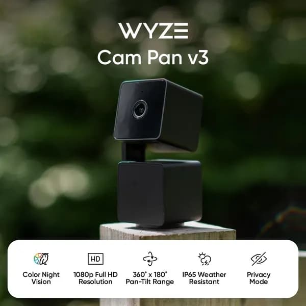 WYZE Cam Pan v3 поворотная Wi-Fi камера видеонаблюдения 1080P для дома и улицы, IP65, Color Night Vision