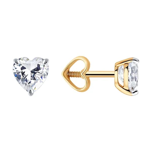 Золотые серьги DIAMANT-ONLINE с фианитом 585 пробы