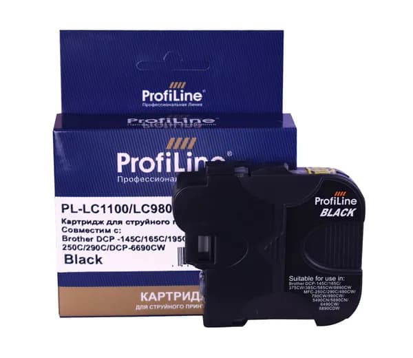 Картридж для струйного принтера LC1100/LC980BK ProfiLine для Brother DCP -145C/165C/195С/375CW/MFC-250C/290C/DCP-6690CW, увеличенной емкости, цвет черный