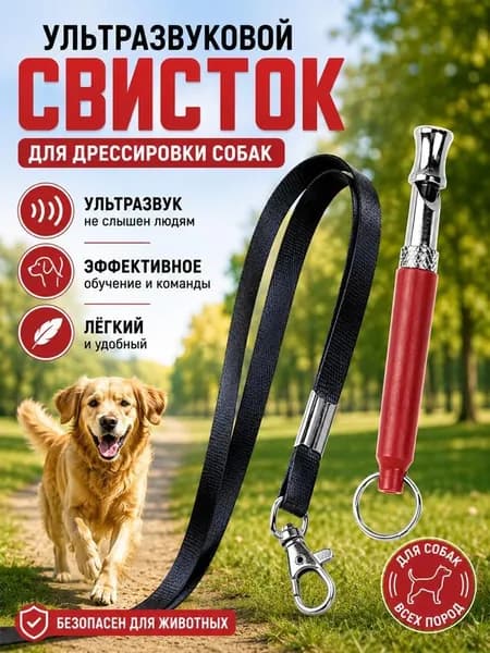 Металлический УЛЬТРАЗВУКОВОЙ бесшумный свисток для дрессировки собак со шнурком
