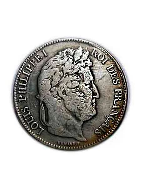 5 франков 1839 года Франция Луи-Филипп копия монеты в серебре
