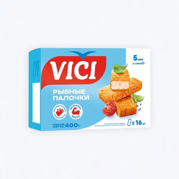 Рыбные палочки 400 г, (коробка), Vici, замороженные
