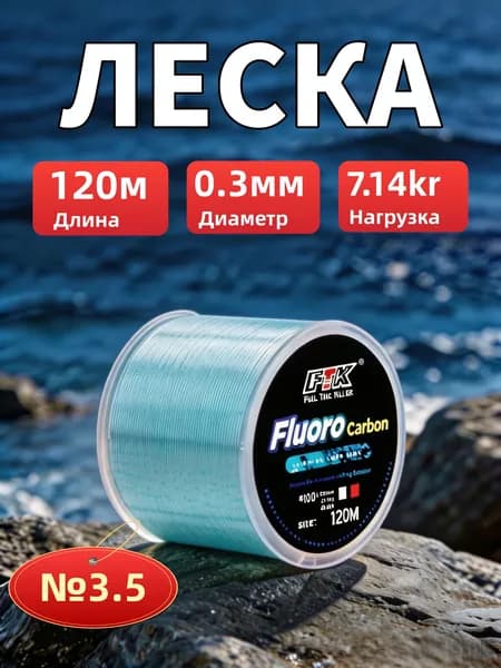 FTK Флюорокарбоновая леска для рыбалки, размотка: 120.5 м, толщина: 0.3 мм