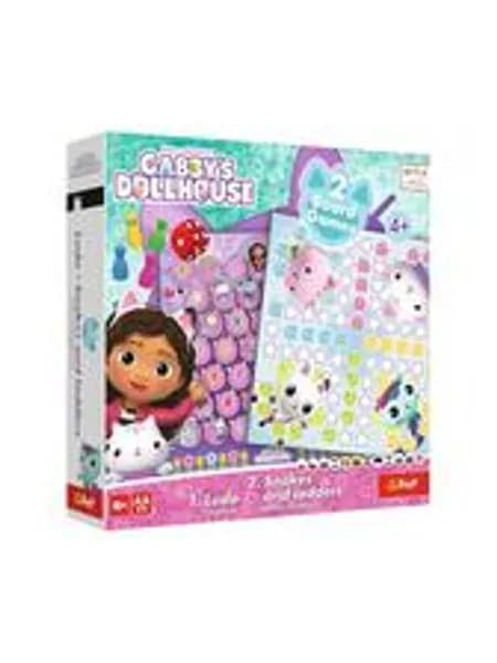 Trefl Gabby's Dollhouse 2in1 Chinesisch, Schlangen und Leitern - Семейная классическая настольная игра с героями из мультфильма, для взрослых и детей