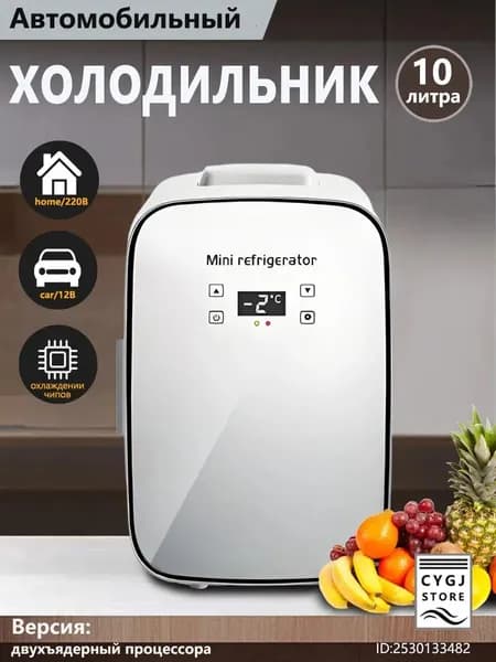 Портативный двухъядерный холодильник емкостью 10 литров, подходящий для хранения напитков, косметики и лекарств