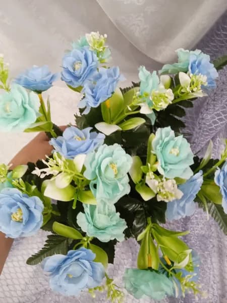 корзина полянка маленькая, 25 25 25 см с ножками, из искусственных цветов азалии