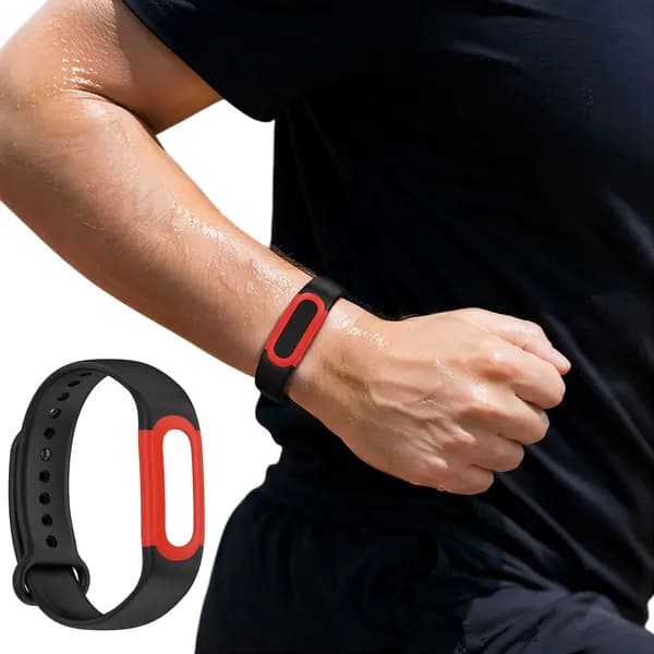 Силиконовый ремешок для фитнес-браслета Fitbit Air, чёрно-красный, 254,3 мм