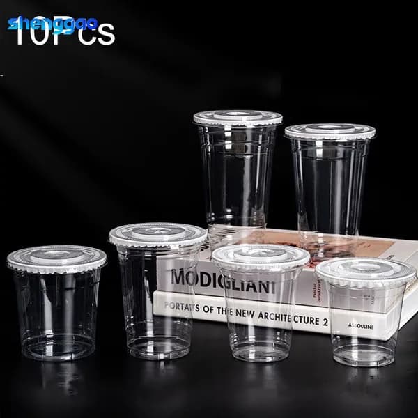 Пластиковый одноразовый стаканчик, С крышкой, 10 шт./компл