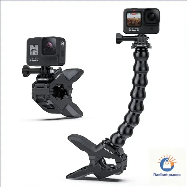Универсальное крепление Came Jaws Flex с регулируемой гибкой штангой для камер GoPro Hero 11 10 9 Fusion DJ Osmo и других моделей