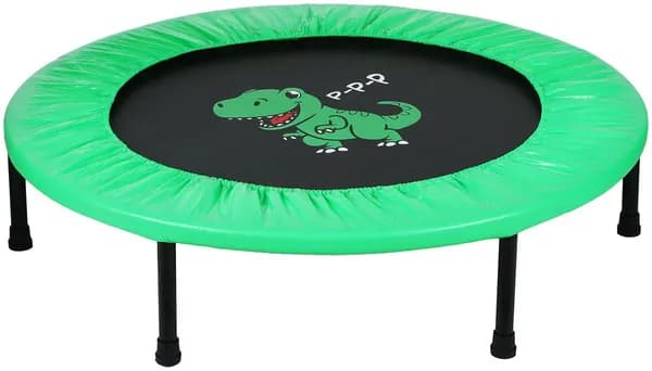 Детский каркасный батут ONLYTOP "Динозавр" для дома и дачи, игровой центр для прыжков, спортивный батут для джампинга и фитнеса, диаметр 97 см, нагрузка до 60 кг, цвет зелёный