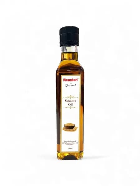 Sesame Oil SAPTA SHAKTI, Pitambari (Пищевое кунжутное масло холодного отжима САПТА ШАКТИ, Питамбари), стекло, 250 мл.