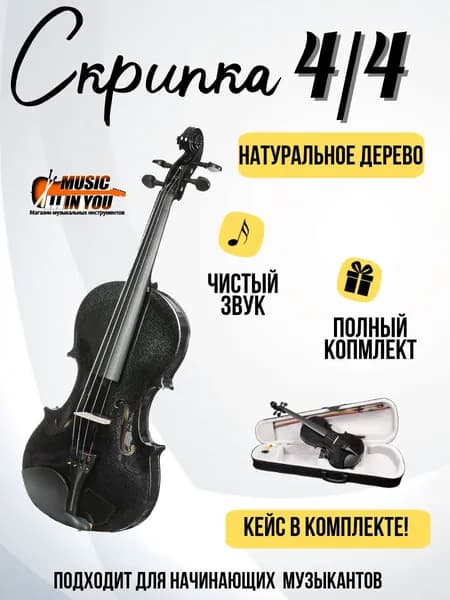 Скрипка ANTONIO LAVAZZA VL-20 BK 4/4 ЧЁРНАЯ (Комплект скрипка, кейс, смычок, канифоль)