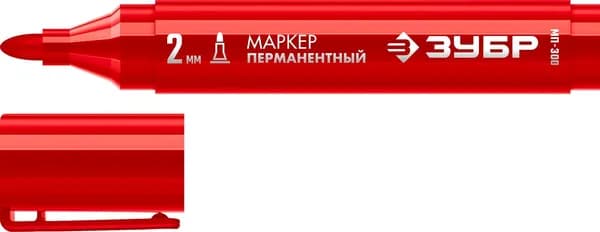 Маркер ЗУБР МП-300 красный, 2мм перманентный (06322-3)