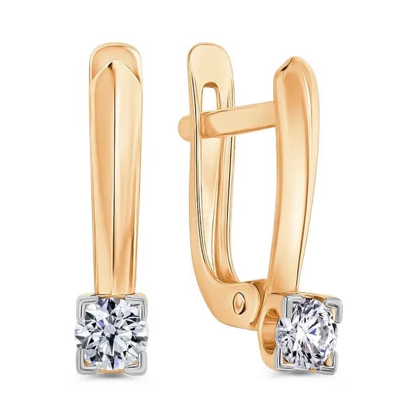 Серьги женские с бриллиантами из красного золота 585 пробы 585GOLD