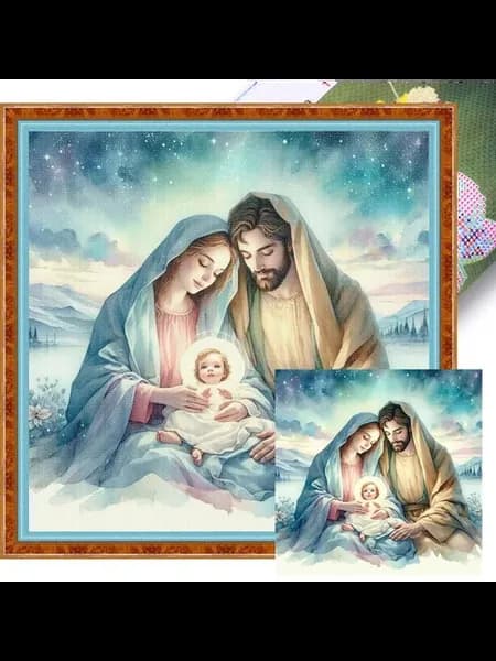 Религиозный кроссштамп набор Virgin Mary и Иисус, 40x40см