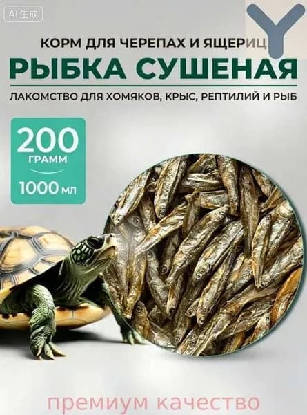 Корм для черепах и рептилий сушёная рыбка.Корм для черепахи красноухой 200 грамм