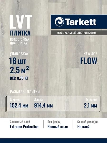 Кварцвиниловая плитка для пола NEW AGE FLOW 2,5 м2