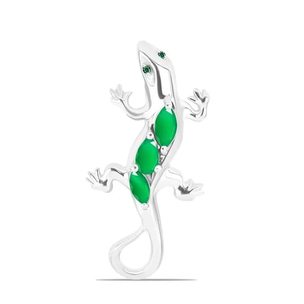 Balex Jewellery Брошь из серебра 925 пробы с зелёным агатом и изумрудом