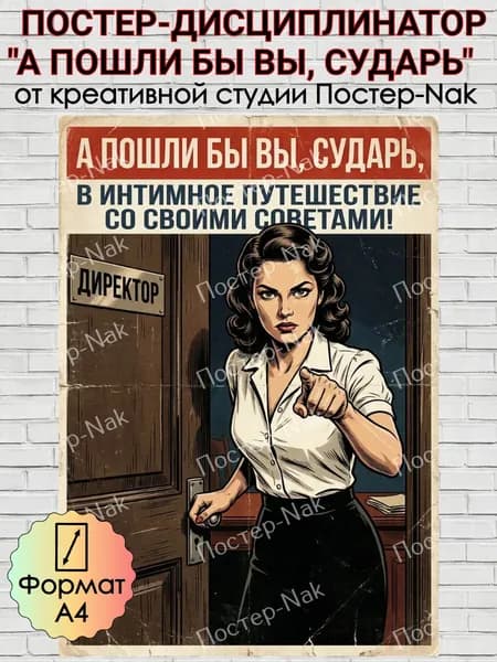 Постер-дисциплинатор "А НЕ ПОШЛИ БЫ ВЫ, СУДАРЬ..." на премиальной глянцевой фотобумаге. Формат А4