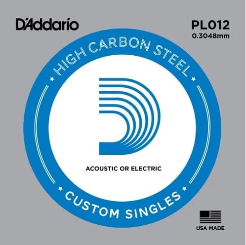 Струна для акустической и электрогитары D'ADDARIO PL012 .012 Plain Steel