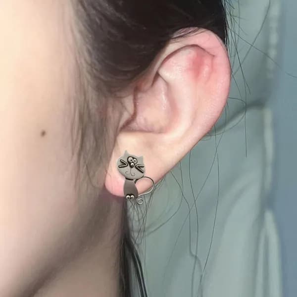 Серьги-гвоздики Винтажные кошки