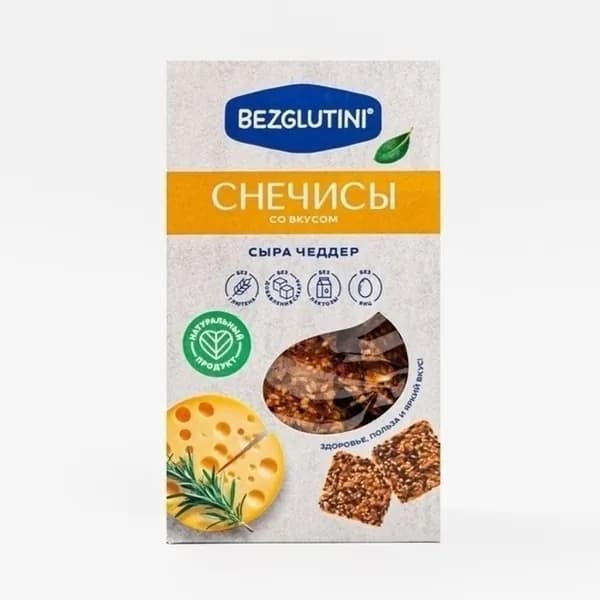 Снеки-хлебцы Bezglutini Снечисы со вкусом сыра чеддер 70 г